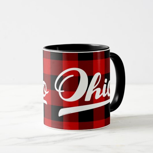 Ohio Script Red Buffalo Check Pattern Souvenir Mok (Voorkant rechts)
