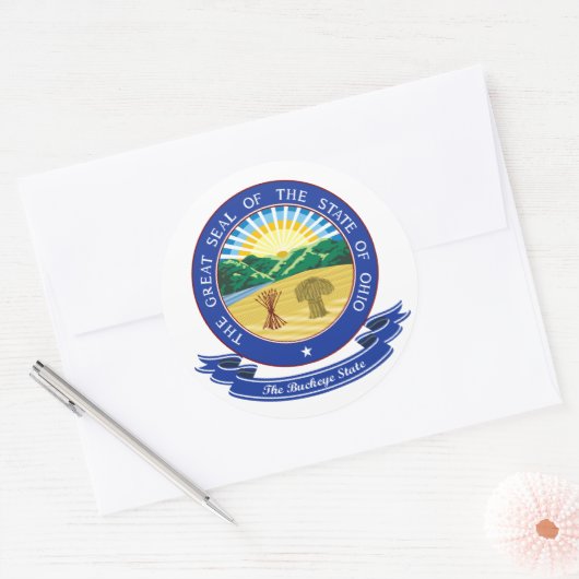 Ohio Seal Ronde Sticker (Envelop)