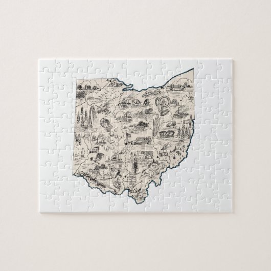 Ohio Shaped Buckeye  Ohioan Afbeelding Map Legpuzzel (Horizontaal)