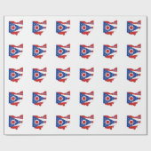 Ohio Shaped Flag Buckeye Red White Ohioan Cadeaupapier (Vlak)