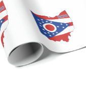 Ohio Shaped Flag Buckeye Red White Ohioan Cadeaupapier (Rol Hoek)