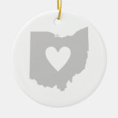 Ohio Shaped Gray Heart Buckeye Love Grey Ohioan Keramisch Ornament (Voorkant)