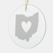 Ohio Shaped Gray Heart Buckeye Love Grey Ohioan Keramisch Ornament (Links)