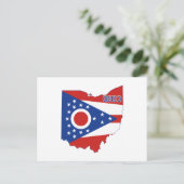 Ohio Shaped Ohioan State Flag met Buckeye Name Briefkaart (Staand voorkant)