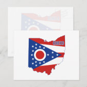 Ohio Shaped Ohioan State Flag met Buckeye Name Briefkaart (Voorkant / Achterkant)