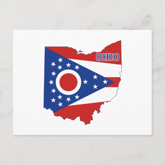 Ohio Shaped Ohioan State Flag met Buckeye Name Briefkaart (Voorkant)