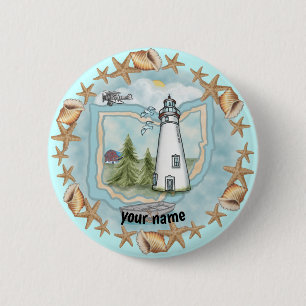 Ohio Shells Lighthouse pin-knop Ronde Button 5,7 Cm