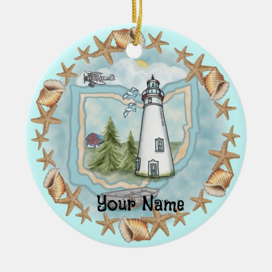 Ohio Shells Vuurtoren Ornament (Voorkant)