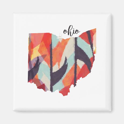 Ohio silhouet hand belettering magneet (Voorkant)