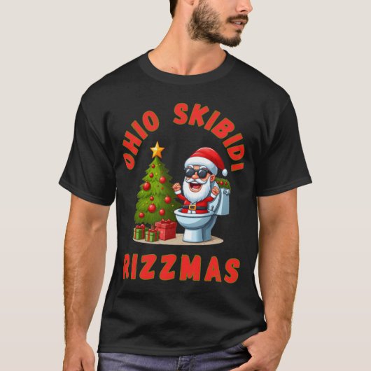 Ohio Skibidi Rizzmas Funny Christmas Rizz Gyatt Ri T-shirt (Voorkant)