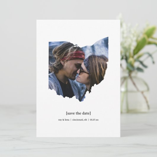 Ohio Sla de datum fotokaart op Save The Date (Staand voorkant)