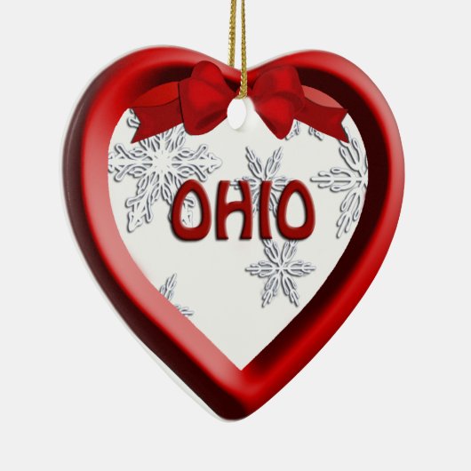 Ohio Snowflake Heart-kerstversiering Keramisch Ornament (Rechts)
