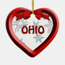 Ohio Snowflake Heart-kerstversiering Keramisch Ornament