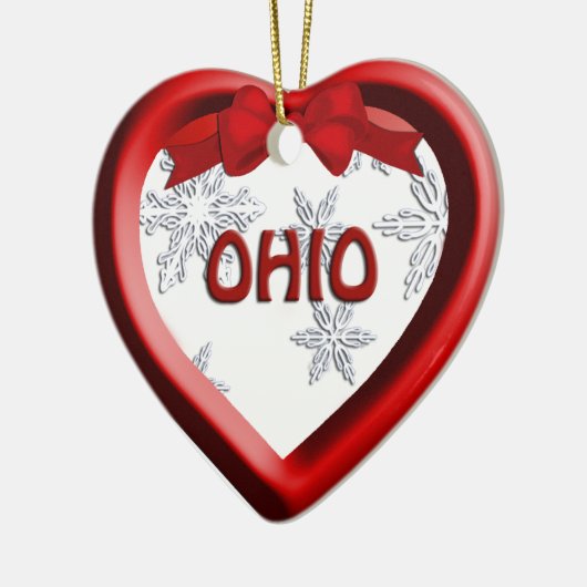 Ohio Snowflake Heart-kerstversiering Keramisch Ornament (Links)
