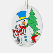 Ohio Snowman Cardinal Keramisch Ornament (Rechts)