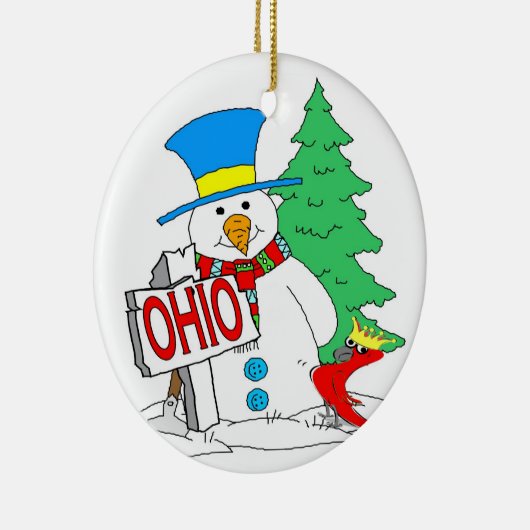 Ohio Snowman Cardinal Keramisch Ornament (Rechts)