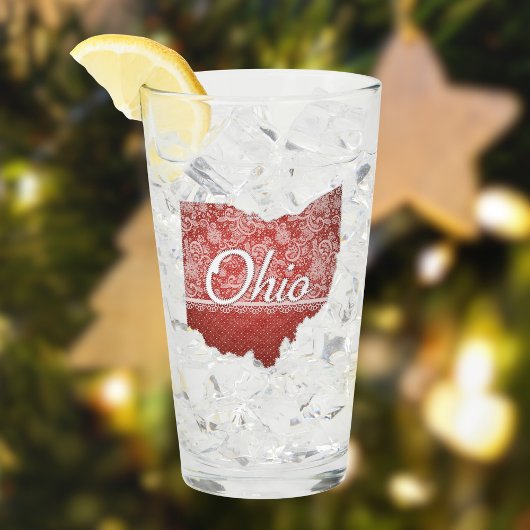 Ohio Souvenir Glass Red Polka Dot State Kaart Glas