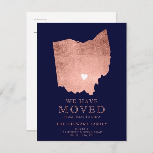 Ohio staat kaart marine roos goud verhuizen (Voorkant / Achterkant)