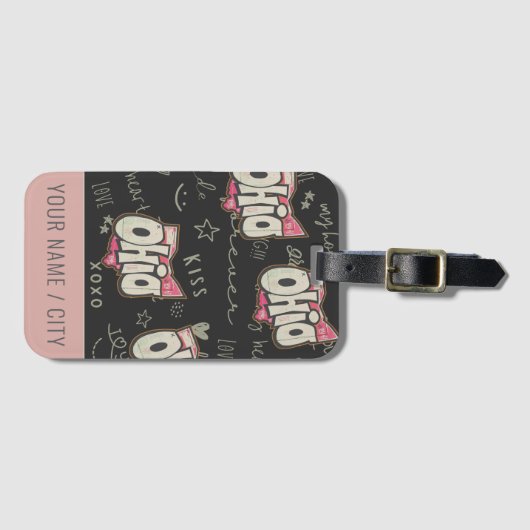 Ohio staat van Buckeyes roze liefde accessoire Bagagelabel (Voorkant (horizontaal))