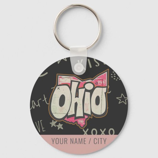 Ohio staat van Buckeyes roze liefde accessoire Sleutelhanger (Voorkant)