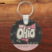 Ohio staat van Buckeyes roze liefde accessoire Sleutelhanger (Voorkant)