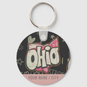 Ohio staat van Buckeyes roze liefde accessoire Sleutelhanger (Achterkant)