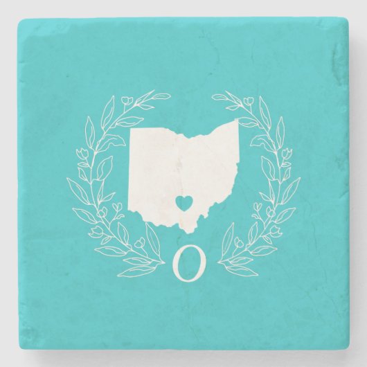 Ohio-staatsplafond monogram stenen onderzetter (Voorkant)