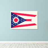 Ohio Staatsvlag: De Buckeye-staatsbanier Canvas Afdruk (Insitu (Houten vloer))