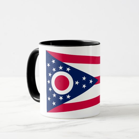 Ohio Staatsvlag: De Buckeye-staatsbanier Mok (Voorkant links)