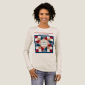 Ohio Star Quilt Block - Marine, Rood, Tan Tri-Blend Shirt (Voorkant)