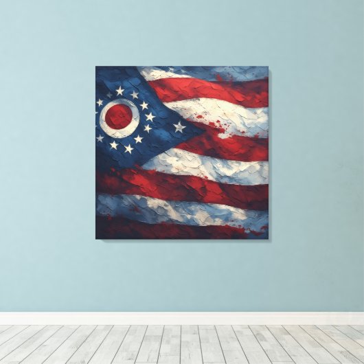 Ohio State Flag Design | Buckeye State Pride Gift  Canvas Afdruk (Insitu (Houten vloer))
