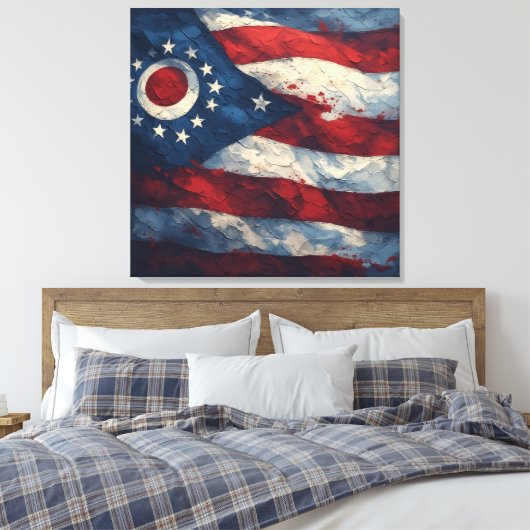 Ohio State Flag Design | Buckeye State Pride Gift  Canvas Afdruk (Insitu (Slaapkamer))
