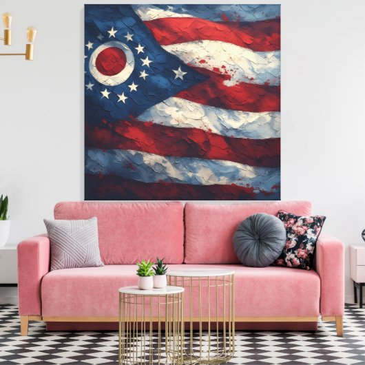 Ohio State Flag Design | Buckeye State Pride Gift  Canvas Afdruk (Insitu (Woonkamer))