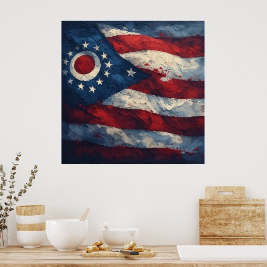 Ohio State Flag Design | Buckeye State Pride Gift  Poster (Keuken)