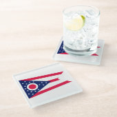 Ohio State Flag Design Decor Glazen Onderzetter (Schuin)