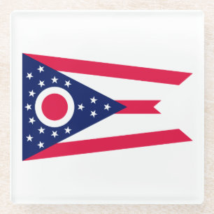 Ohio State Flag Design Decor Glazen Onderzetter