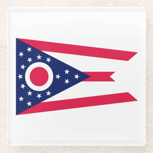 Ohio State Flag Design Decor Glazen Onderzetter (Voorkant)
