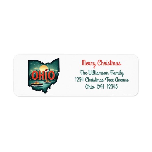 Ohio State Kerstvakantie Retouradres Etiket (Voorkant)