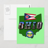 Ohio State Map, Afbeelding Text, Vlag en Zegel Briefkaart (Voorkant / Achterkant)