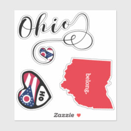 Ohio State Map & Flag 3 Verschillende Die Cut Stic Sticker