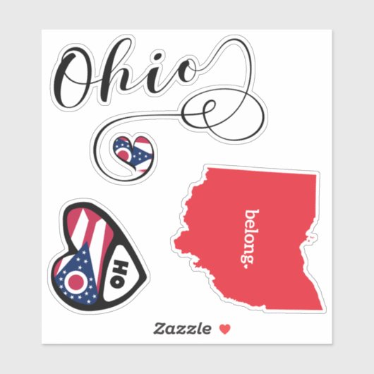 Ohio State Map & Flag 3 Verschillende Die Cut Stic Sticker (Vel)