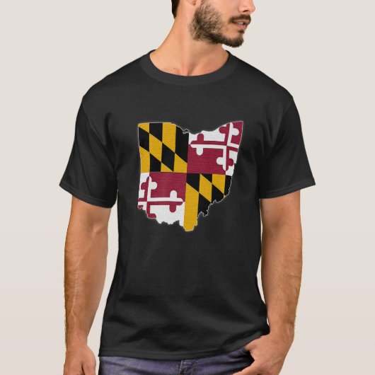 OHIO STATE MAP MARYLAND MD Flag Roots Mannen Women T-shirt (Voorkant)