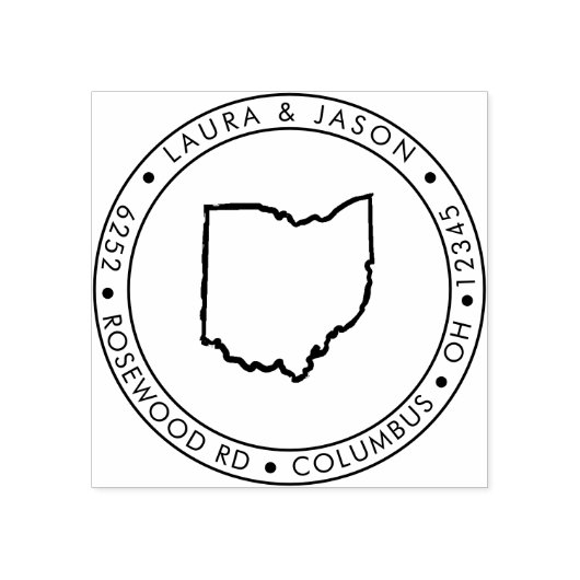 Ohio State Map Retouradres Hout Rubberstempel (Afrduk)