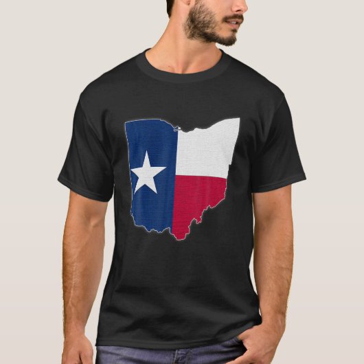 OHIO STATE MAP TEXAS TX Flag Roots Mannen Vrouwen T-shirt (Voorkant)