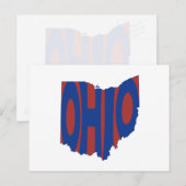 Ohio State Name Word Art Blue Briefkaart (Voorkant / Achterkant)