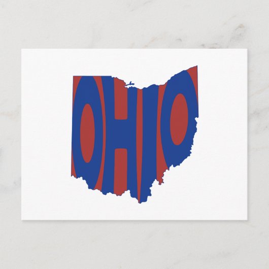 Ohio State Name Word Art Blue Briefkaart (Voorkant)