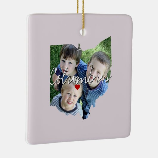 Ohio State Photo insert and town name Keramisch Ornament (Rechts)