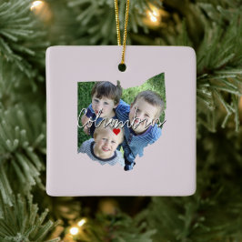 Ohio State Photo insert and town name Keramisch Ornament