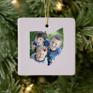 Ohio State Photo insert and town name Keramisch Ornament