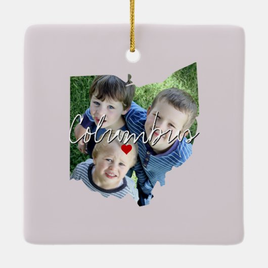 Ohio State Photo insert and town name Keramisch Ornament (Achterkant)